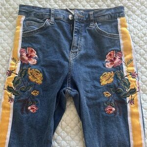 Vintage Flower Embroidered TopShop Jeans